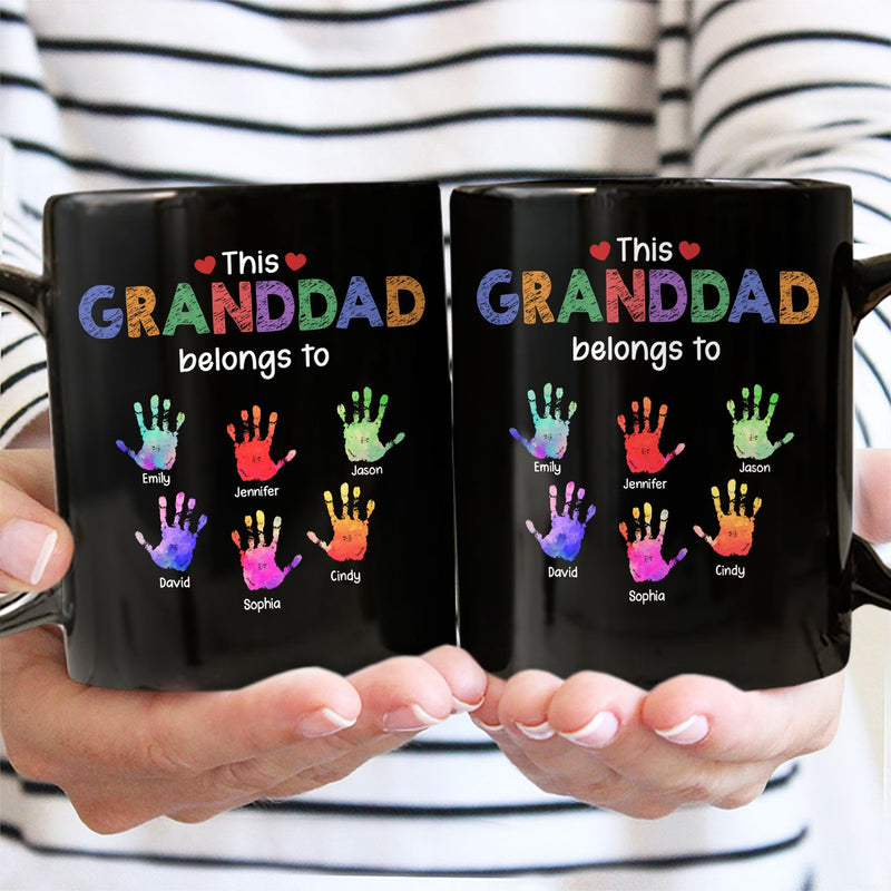 This Grandpa Daddy Belongs To - Gift For Dad, Father, Grandfather - Personalized Black Mug