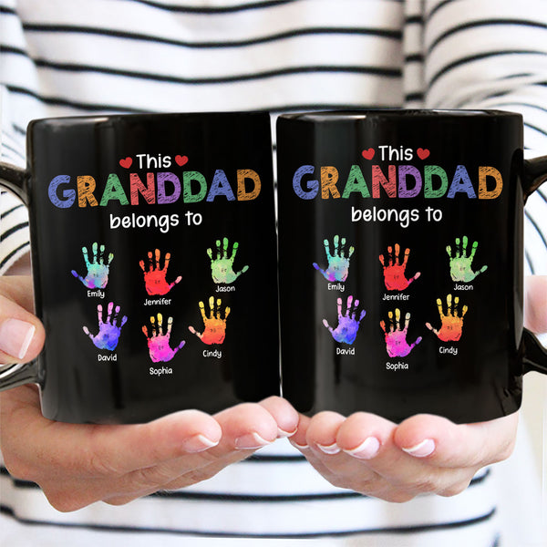 This Grandpa Daddy Belongs To - Gift For Dad, Father, Grandfather -  Personalized Black Mug