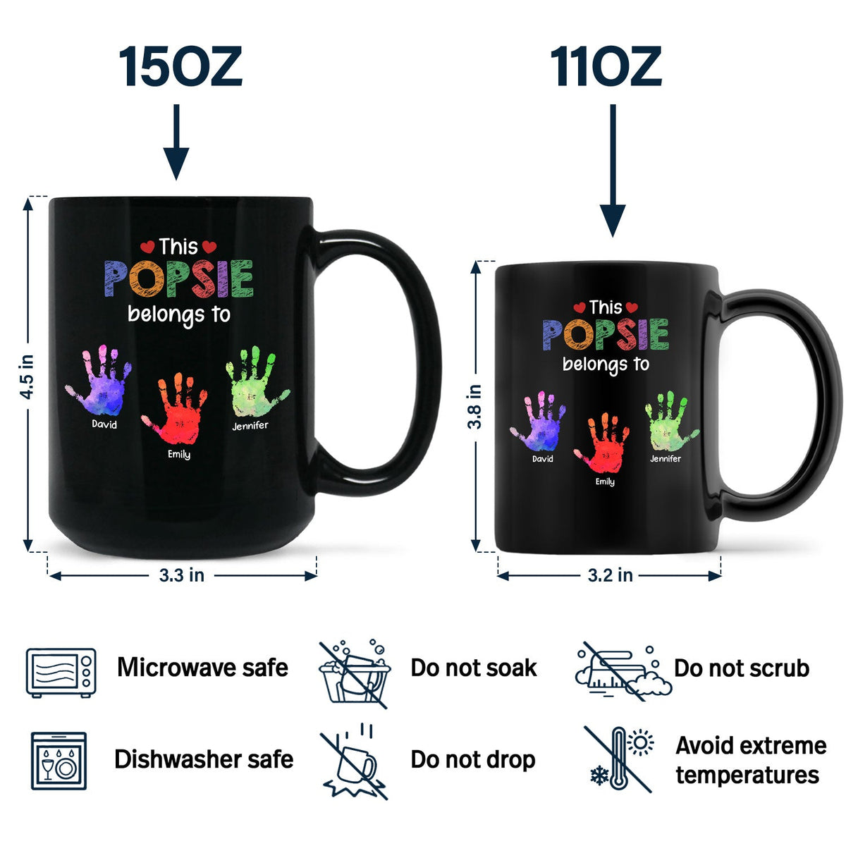 This Grandpa Daddy Belongs To - Gift For Dad, Father, Grandfather - Personalized Black Mug