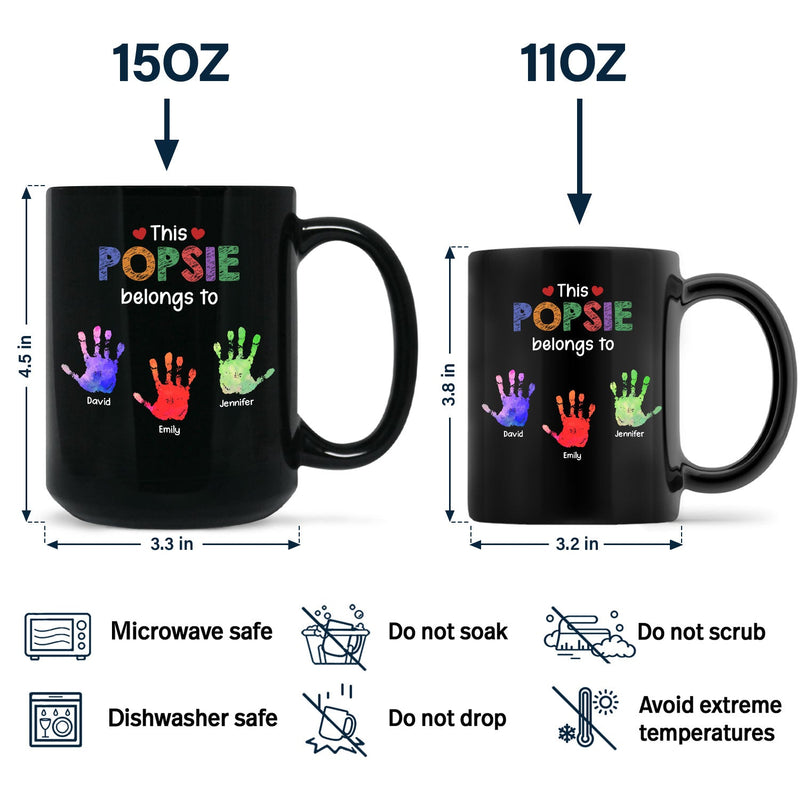 This Grandpa Daddy Belongs To - Gift For Dad, Father, Grandfather - Personalized Black Mug