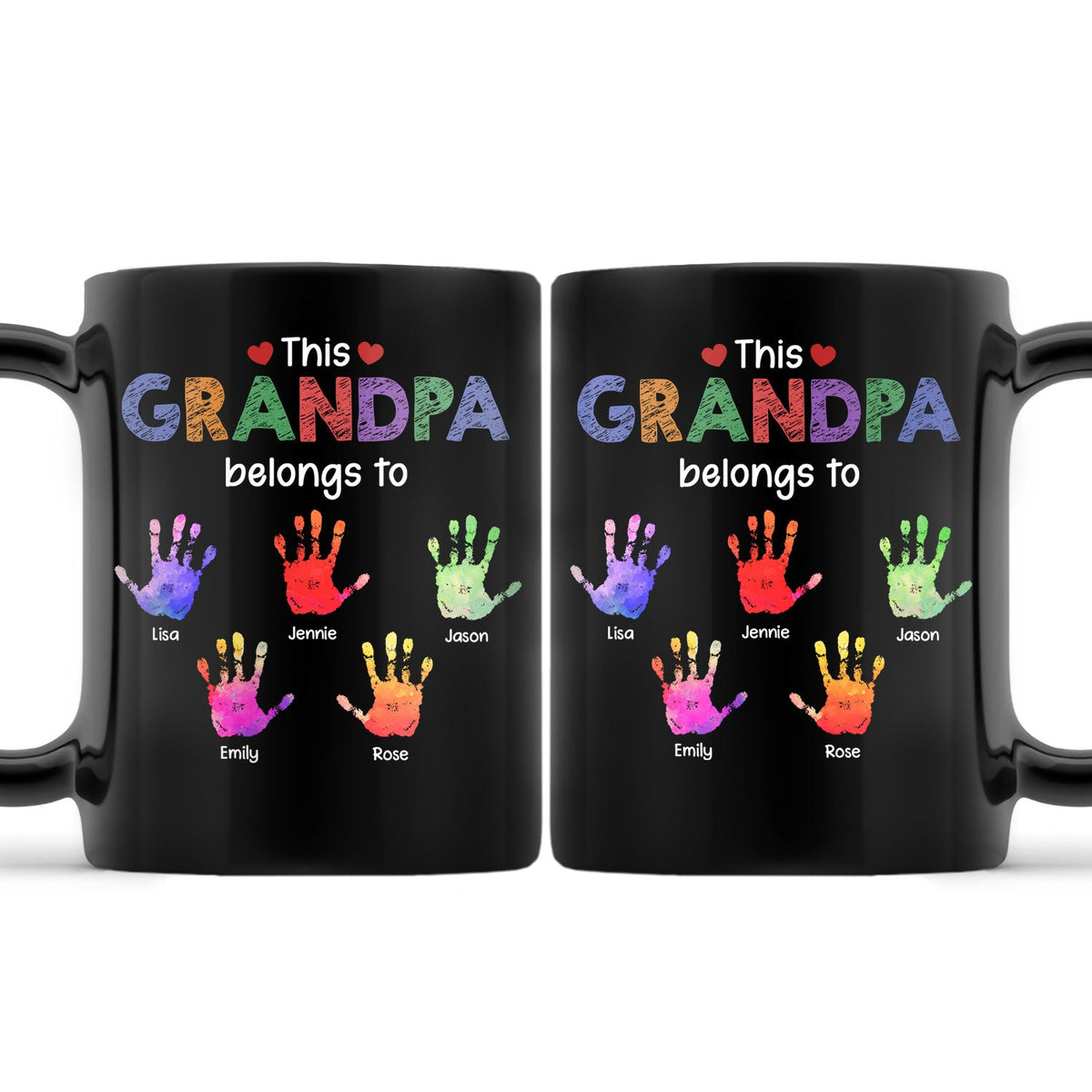 This Grandpa Daddy Belongs To - Gift For Dad, Father, Grandfather - Personalized Black Mug