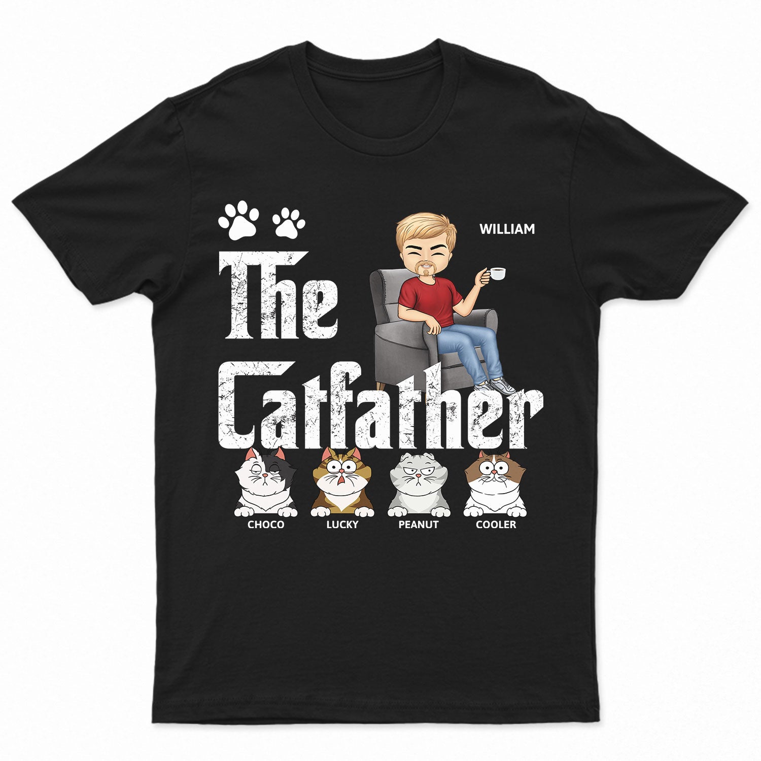 The Cat Father Cat Dad - Gift For Cat Lovers - Personalized T Shirt