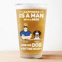 A Man With A Beer And His Dogs - Personalized Beer Glass