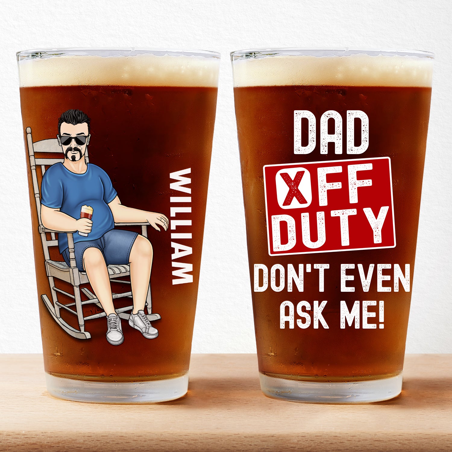 Dad Grandpa Off Duty - Personalized Pint Glass