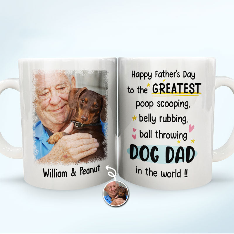 Custom Photo The Greatest Dog Dad In The World - Personalized White Edge-to-Edge Mug