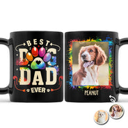 Tasse noire personnalisée avec photo de chien, chat, papa et maman