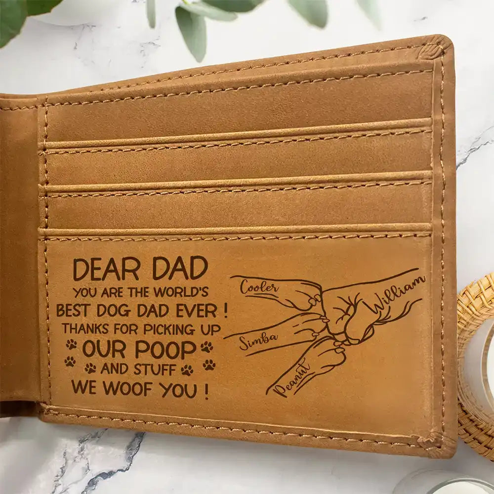 Dear Dog Dad Thanks For Picking Up Our Poop And Stuff - Personalized Bifold Wallet