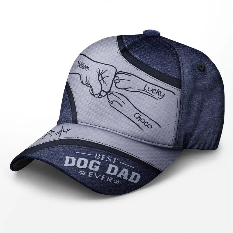 Paws And Human Hand Fist Bump Best Dog Dad Ever - Personalized Classic Cap