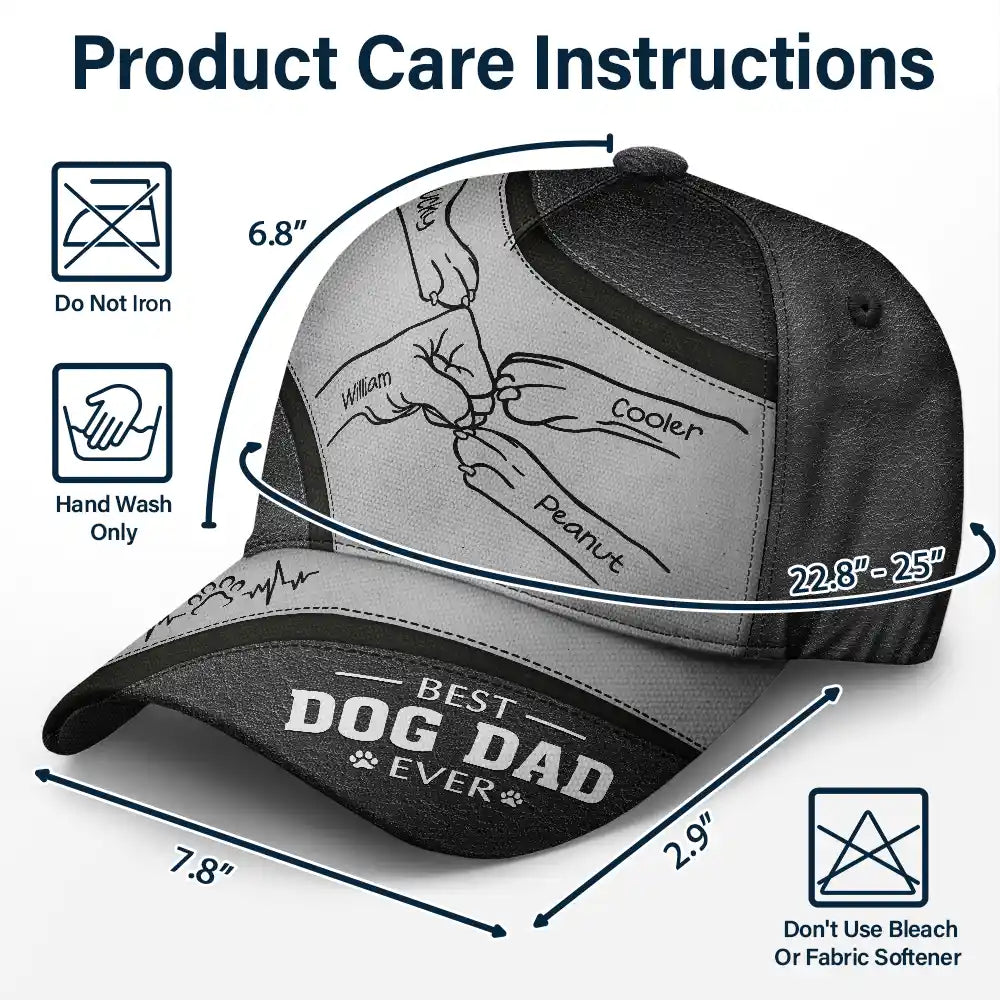 Paws And Human Hand Fist Bump Best Dog Dad Ever - Personalized Classic Cap