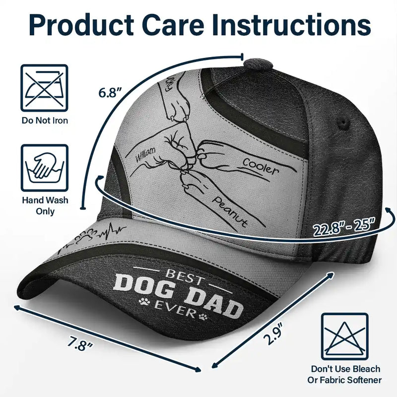 Paws And Human Hand Fist Bump Best Dog Dad Ever - Personalized Classic Cap