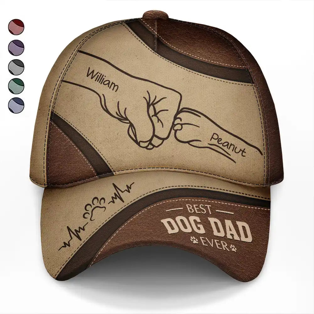 Paws And Human Hand Fist Bump Best Dog Dad Ever - Personalized Classic Cap