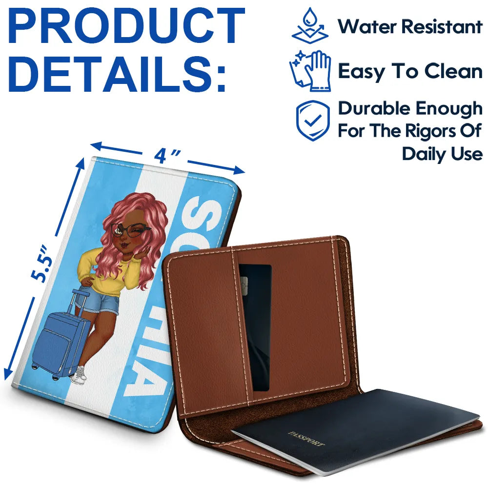 Turban Woman Traveling Around The World - Personalized Passport Cover, Passport Holder