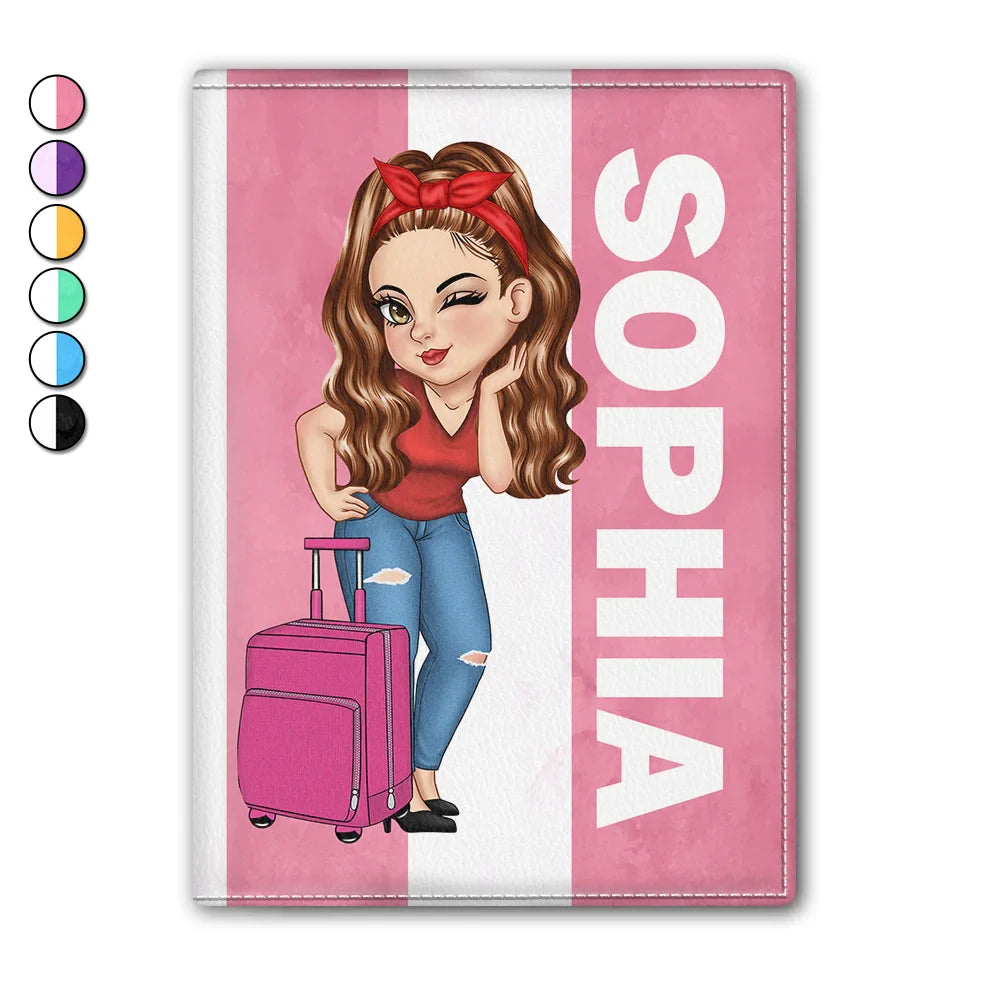 Turban Woman Traveling Around The World - Personalized Passport Cover, Passport Holder