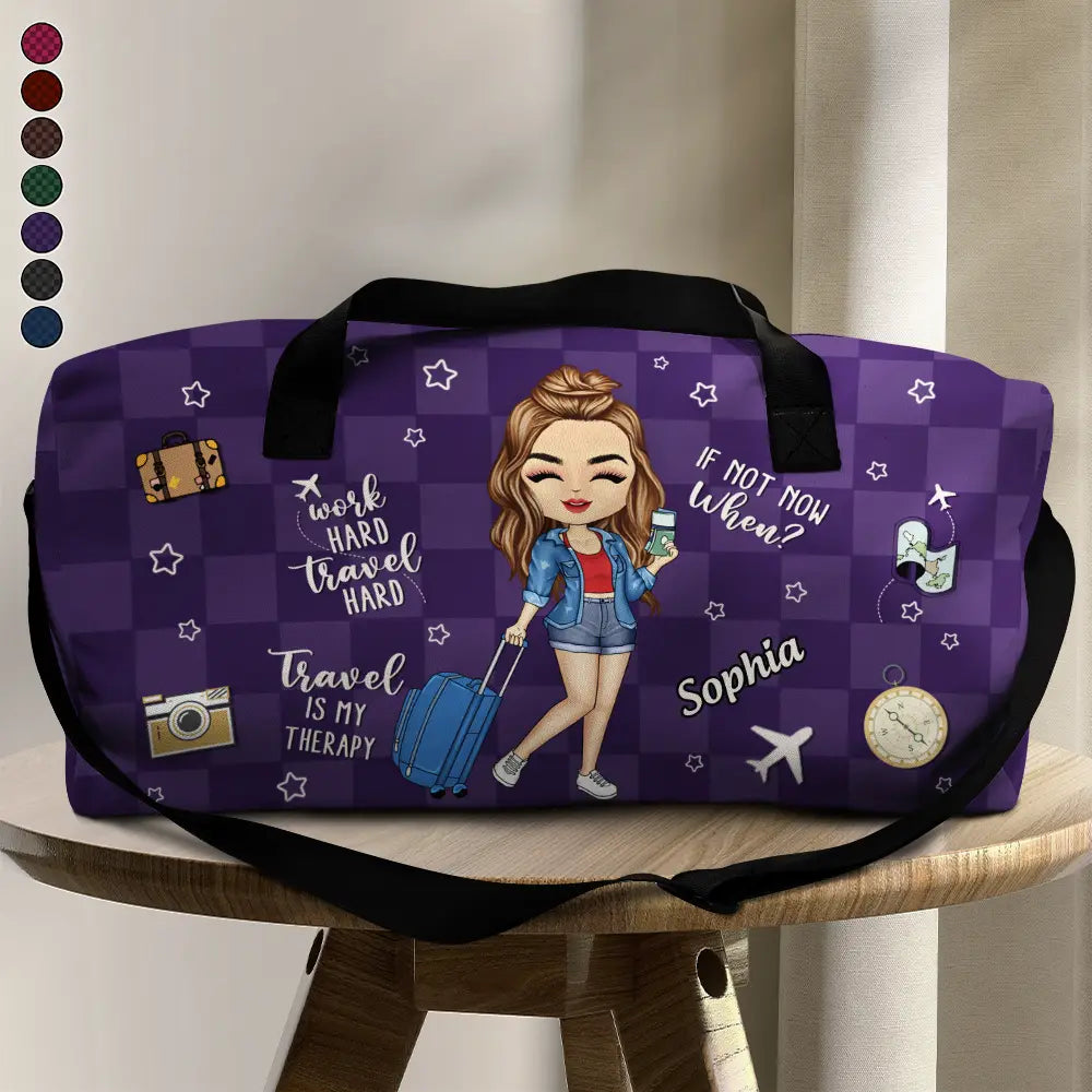 Voyager est ma thérapie. Travaillez dur. Voyagez dur - Sac de sport personnalisé