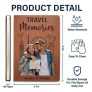 Travel, Gift For Couples, Gift For Husband, Gift For Wife, Gift For Boyfriend, Gift For Girlfriend, Custom Photo - Custom Photo Travel Couple Our Adventure Book - Personalized Leather Journal