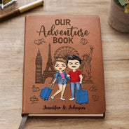 Notre carnet d'aventures Voyage en couple - Journal en cuir personnalisé