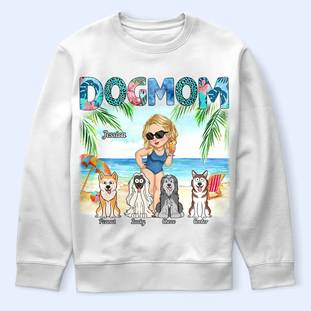 Dog Mom Tropical Beach Sea Ocean - Personalized T Shirt