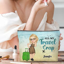Trousse de maquillage personnalisée « All My Travel Crap Cartoon Woman »