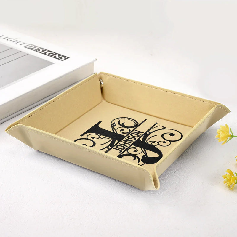 Monogram Name - Personalized Leather Valet Tray