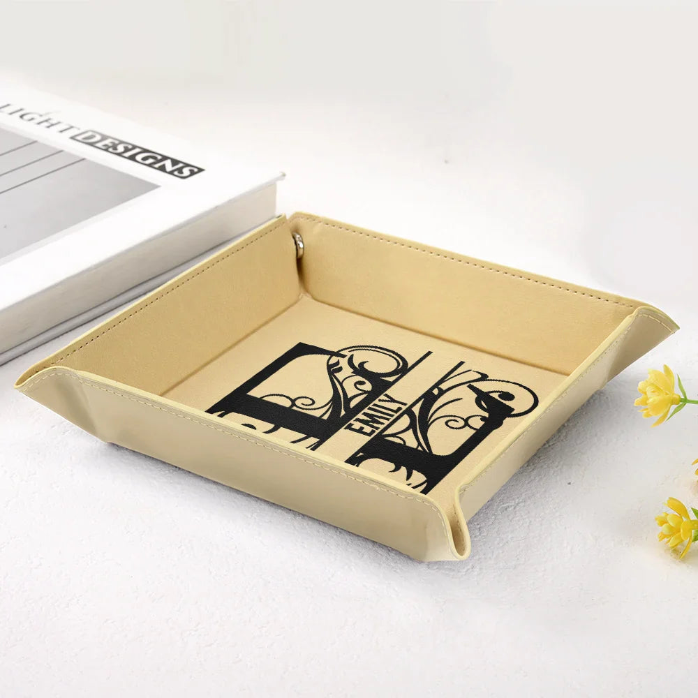 Monogram Name - Personalized Leather Valet Tray