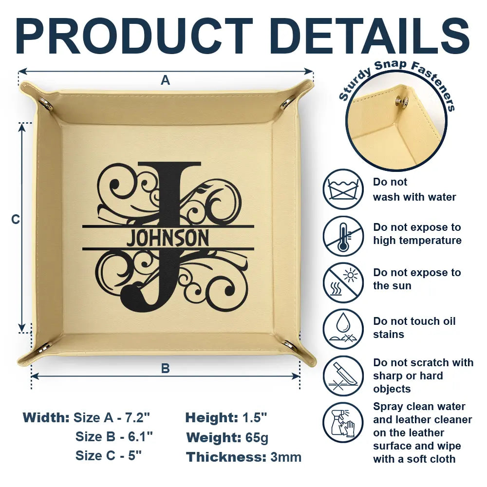 Monogram Name - Personalized Leather Valet Tray