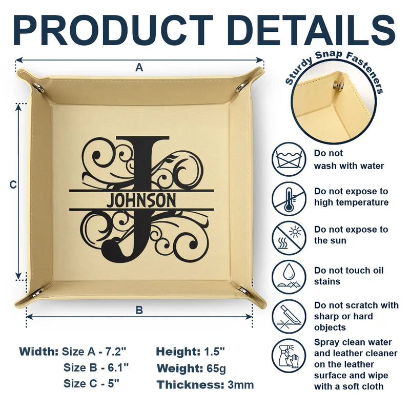 Monogram Name - Personalized Leather Valet Tray