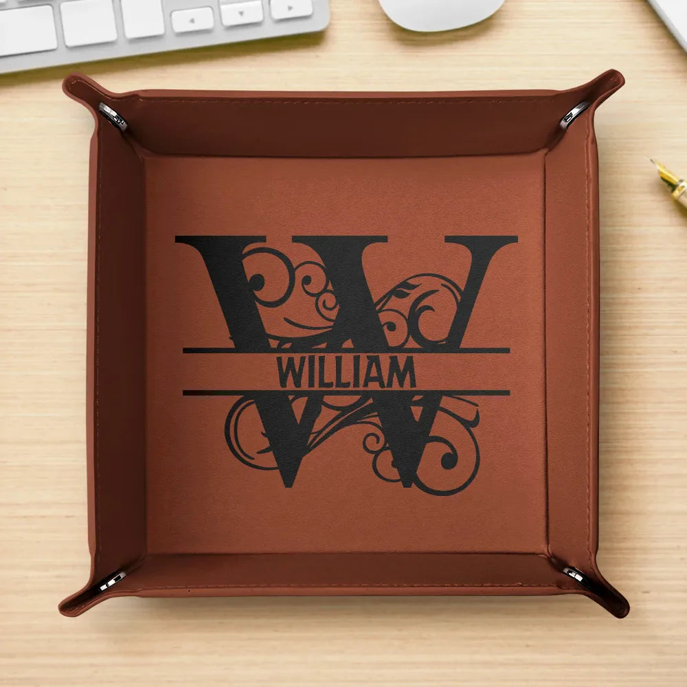 Monogram Name - Personalized Leather Valet Tray