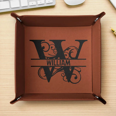 Plateau de service en cuir