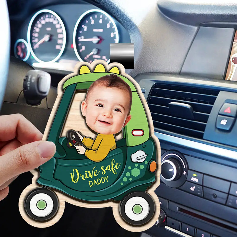 Custom Photo Drive Safe Daddy - Personalized Custom Shaped Car Visor Clip