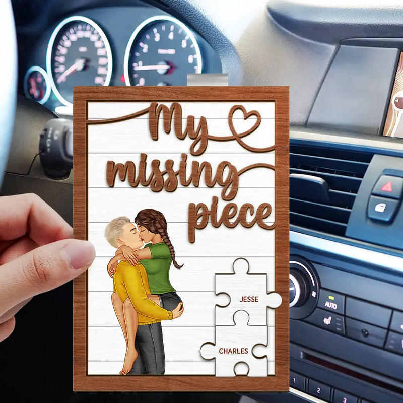 My Missing Piece Kissing Couple - Personalized Custom Shaped Car Visor Clip