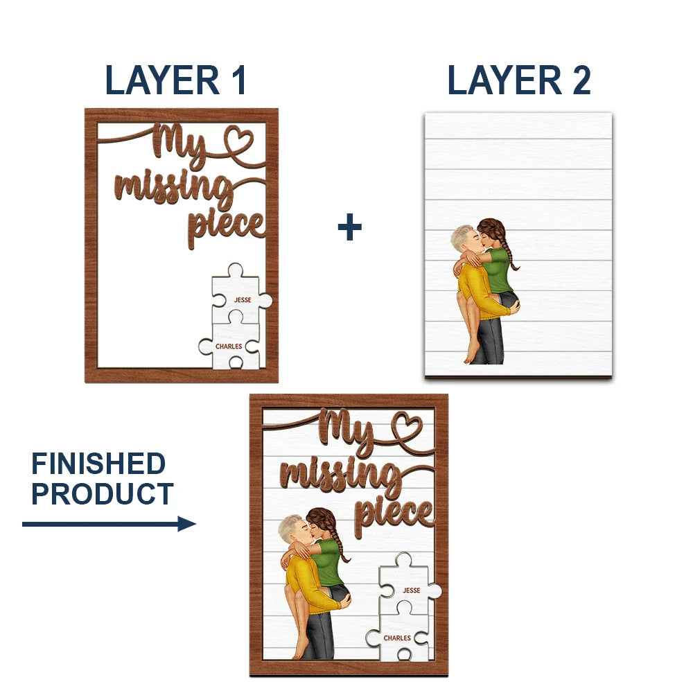 My Missing Piece Kissing Couple - Personalized Custom Shaped Car Visor Clip