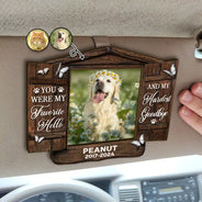 Custom Photo Memorial Pet You Were My Favorite Hello - Personalized Custom Shaped Car Visor Clip
