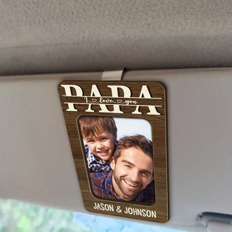 Custom Photo Dad We Love You - Personalized Custom Shaped Car Visor Clip