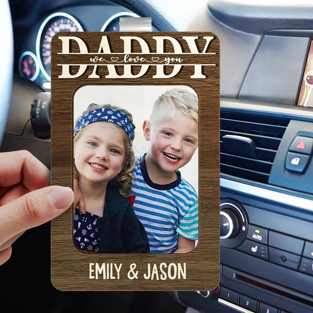Custom Photo Dad We Love You - Personalized Custom Shaped Car Visor Clip