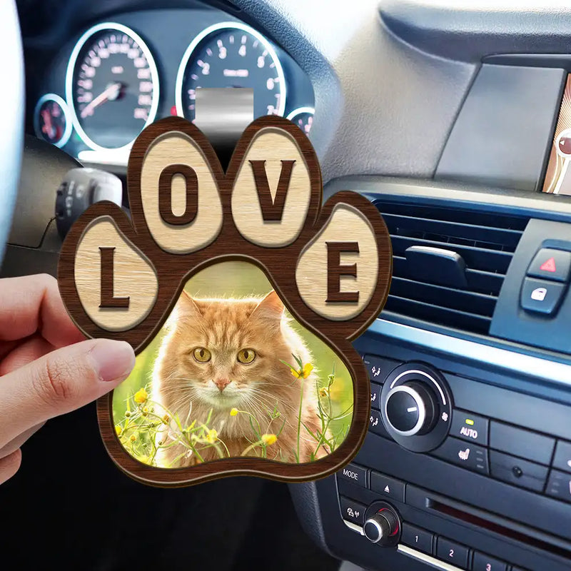Custom Photo Love Pet Paw - Personalized Custom Shaped Car Visor Clip