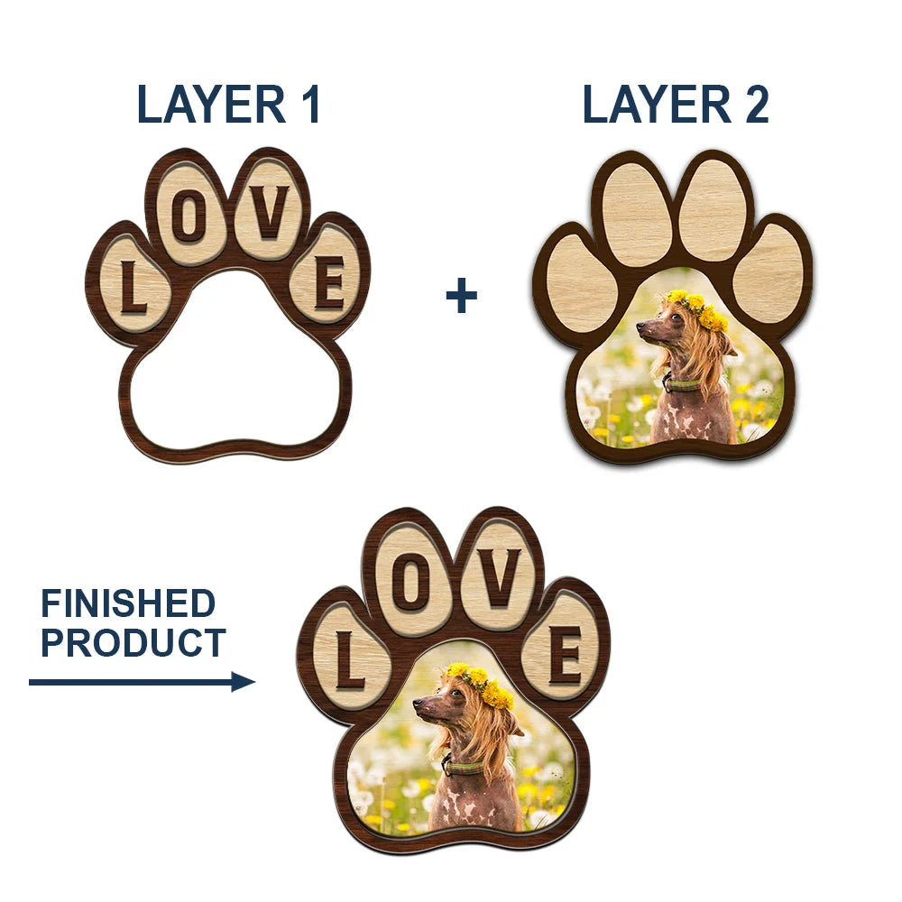 Custom Photo Love Pet Paw - Personalized Custom Shaped Car Visor Clip