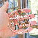 Christmas Meowy Catmas Funny Cartoon Cats - Personalized Circle Glass Ornament