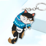 Cute Hanging Cats - Personalized Cutout Acrylic Keychain