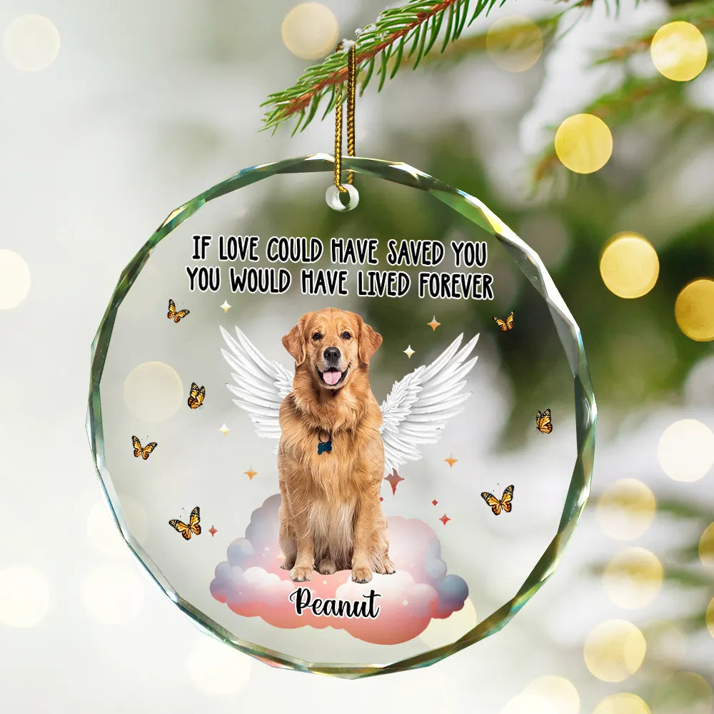 Custom Photo Memorial Christmas You Left Paw Prints On My Heart - Personalized Circle Glass Ornament