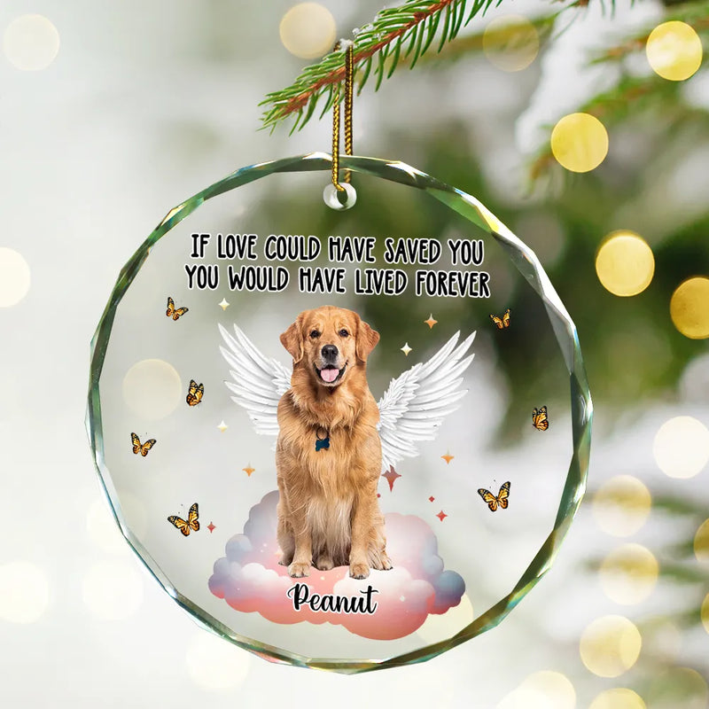 Custom Photo Memorial Christmas You Left Paw Prints On My Heart - Personalized Circle Glass Ornament