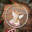Custom Photo Memorial Christmas You Left Paw Prints On My Heart - Personalized Circle Glass Ornament