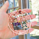 Christmas The Cat Father - Personalized Circle Glass Ornament