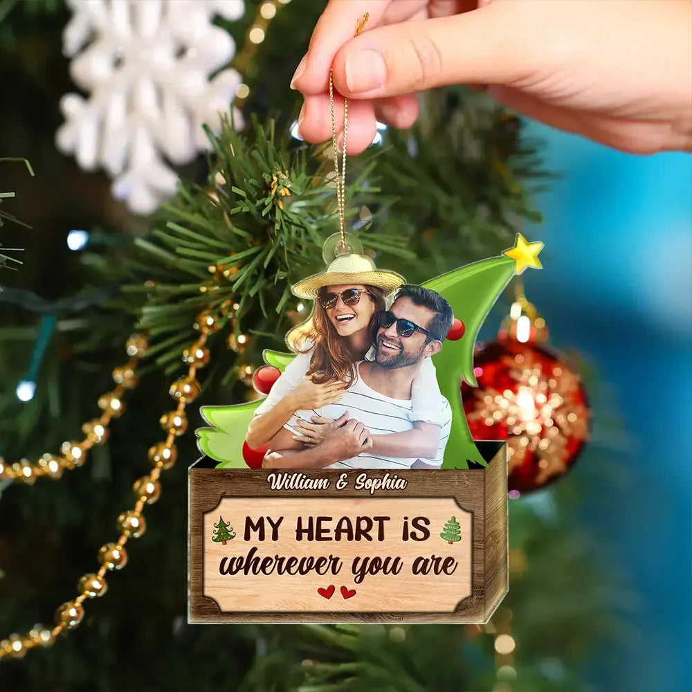Custom Photo Christmas Couple From Our First Kiss Till Our Last Breath - Personalized Cutout Acrylic Ornament