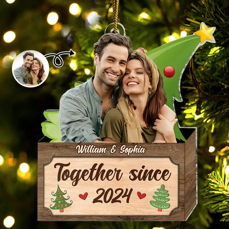 Custom Photo Christmas Couple From Our First Kiss Till Our Last Breath - Personalized Cutout Acrylic Ornament