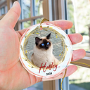 Custom Photo Christmas Pet Memorial Pet First Christmas - Personalized Circle Glass Ornament