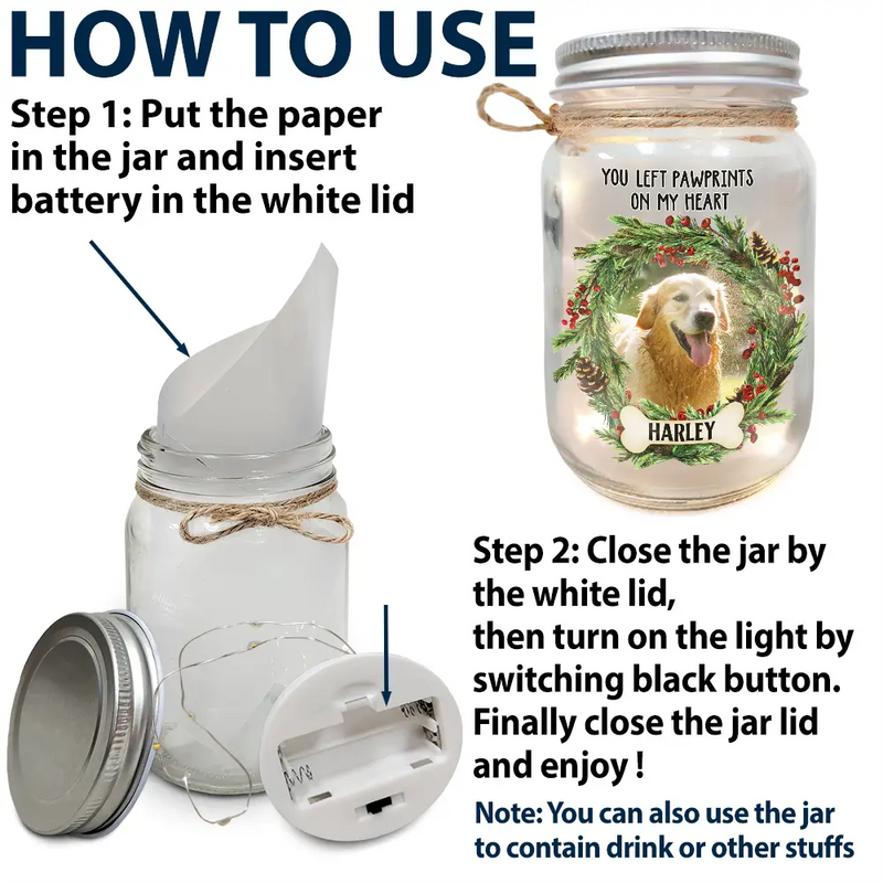 Custom Photo Your Light Will Shine In My Heart - Personalized Mason Jar Light