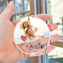 Custom Photo First Christmas As Mr & Mrs Couples - Personalized Circle Glass Ornament