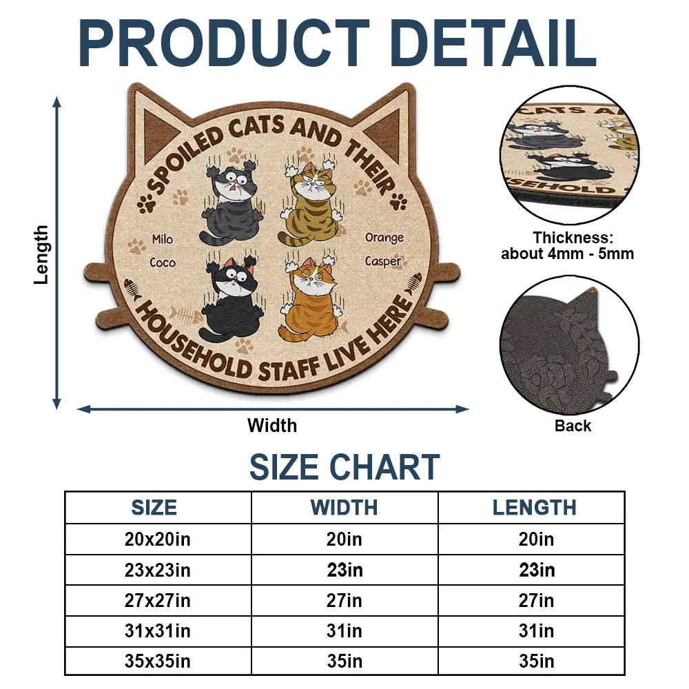 Spoiled Cats And Their Household Staff Live Here - Personalized Custom Shaped Doormat