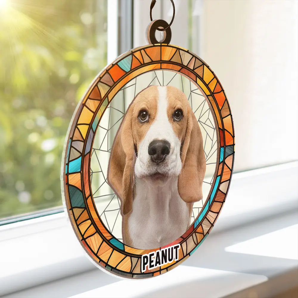 Custom Photo Dog Cat Portrait - Personalized Window Hanging Suncatcher Ornament