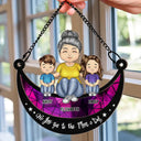 Grandma Mom And Kids On Moon - Personalized Window Hanging Suncatcher Ornament